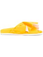 Joshua Sanders Ruffle Trim Slides - Yellow & Orange