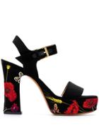 Valentino Valentino Garavani Poppy Embroidery Sandals - Black