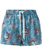 F.r.s For Restless Sleepers Printed Shorts, Women's, Blue, Silk