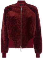Drome Zipped Bomber Jacket, Women's, Size: Medium, Red, Acetate/viscose/lamb Fur