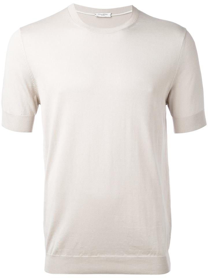 Paolo Pecora - Knit T-shirt - Men - Silk/cotton - Xl, Nude/neutrals, Silk/cotton