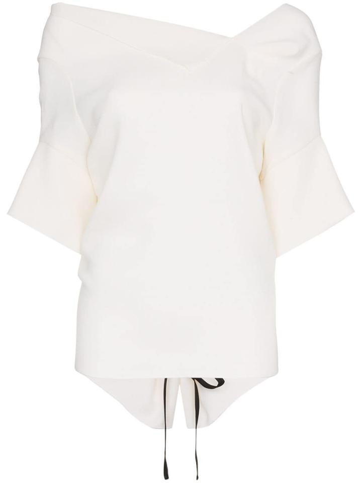 Roland Mouret Crawford Draped Neck Wool Top - White