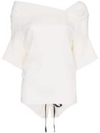 Roland Mouret Crawford Draped Neck Wool Top - White