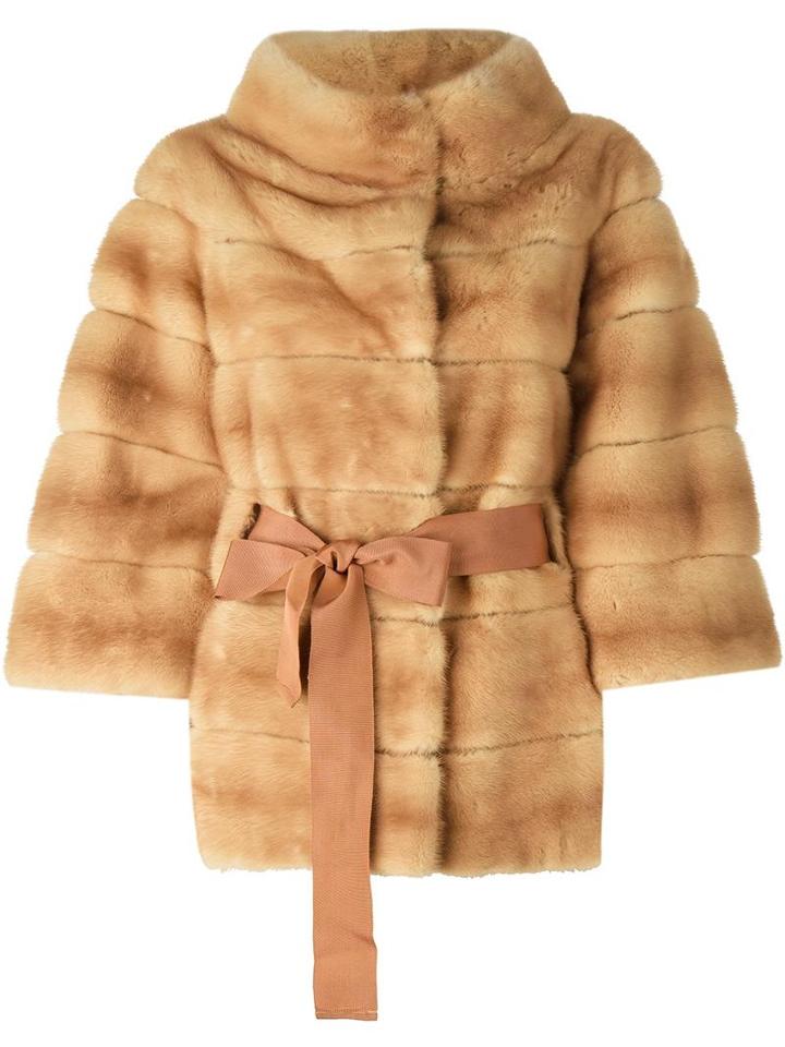 Liska 'philippa' Coat, Women's, Size: Large, Nude/neutrals, Mink Fur