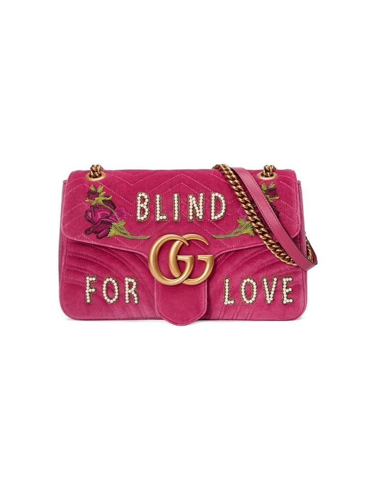 Gucci Fuchsia Pink Gg Marmont Medium Shoulder Bag
