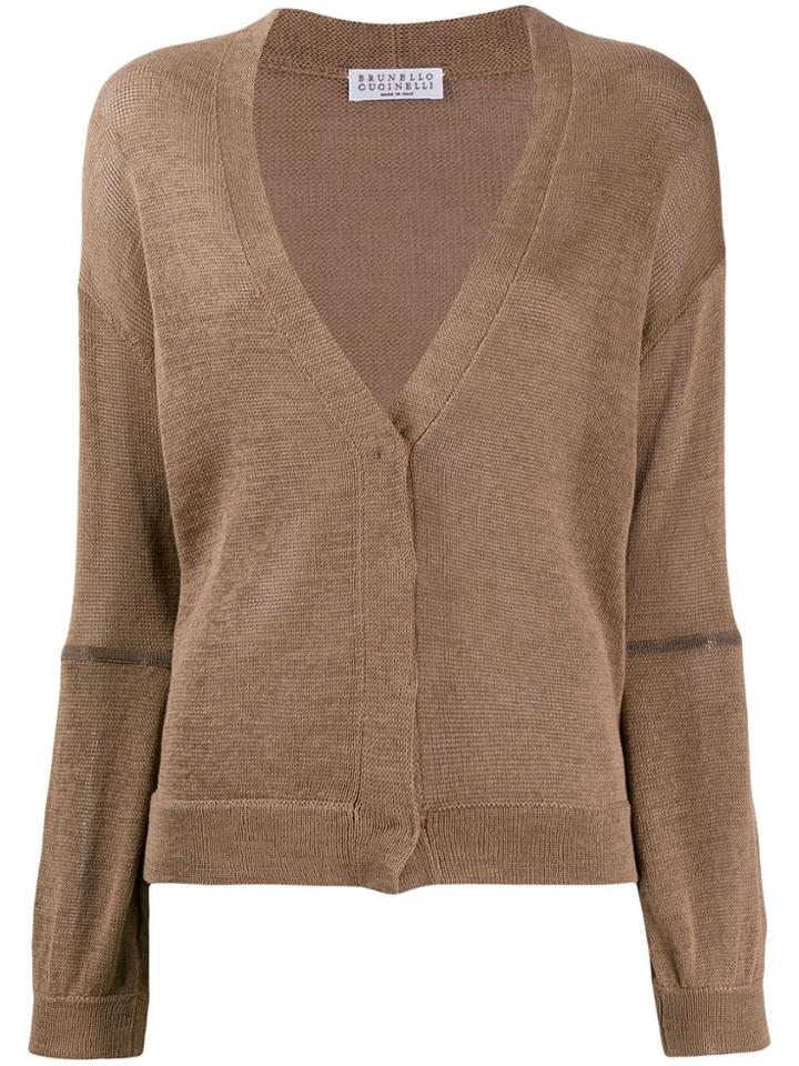 Brunello Cucinelli V-neck Cardigan - Brown