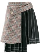 Off-white Houndstooth Panel Pinstriped Skirt - Black
