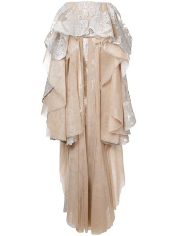 Mikael D. Embellished Peplum Skirt, Women's, Size: 40, Nude/neutrals, Silk/polyamide