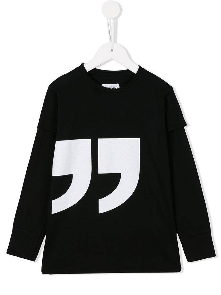 Nununu Quotation Mark Print T-shirt, Boy's, Size: 9 Yrs, Black