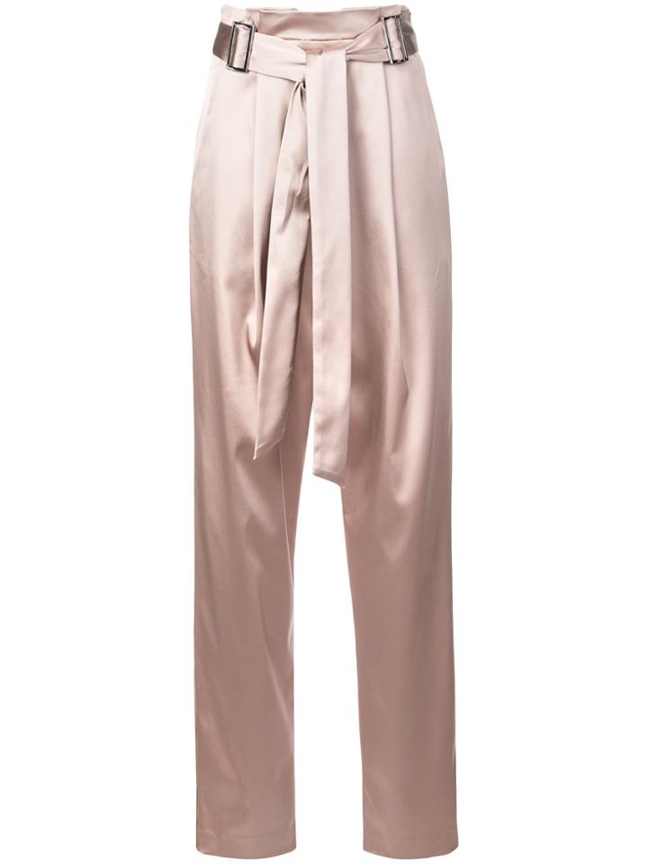 Sally Lapointe Tie Waist Tapered Trousers - Nude & Neutrals