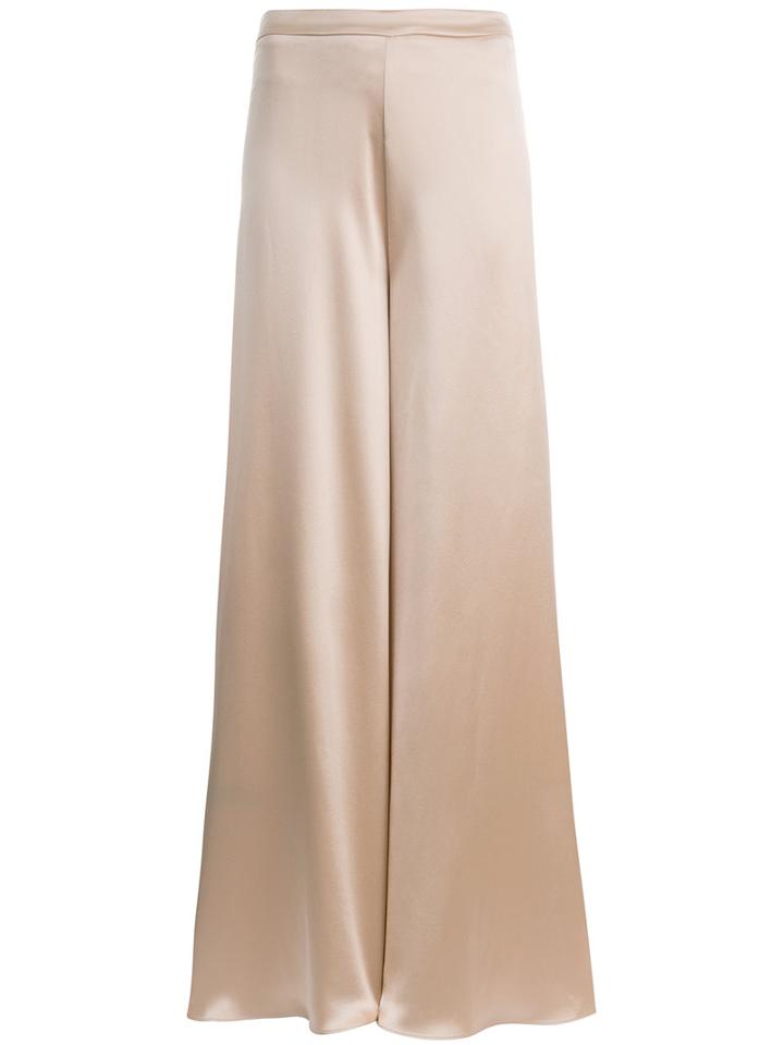 Voz - Charmeuse Palazzo Trousers - Women - Silk - S, Beige, Silk
