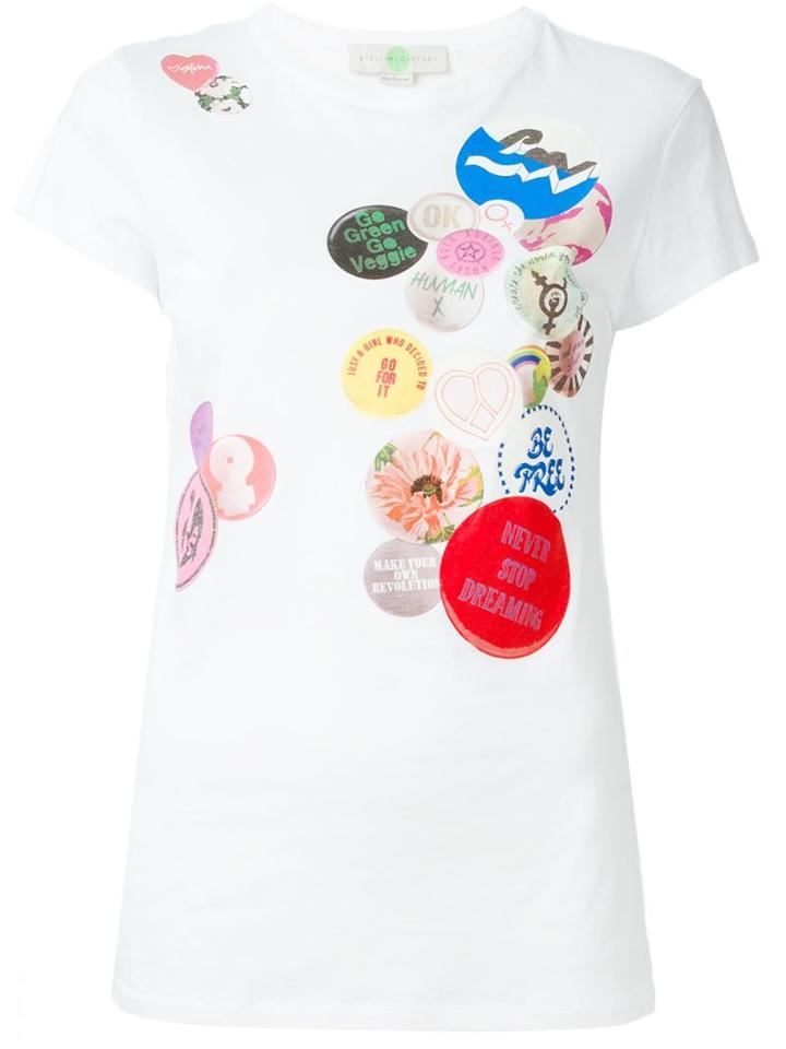 Stella Mccartney Badges Print T-shirt, Women's, Size: 42, White, Cotton