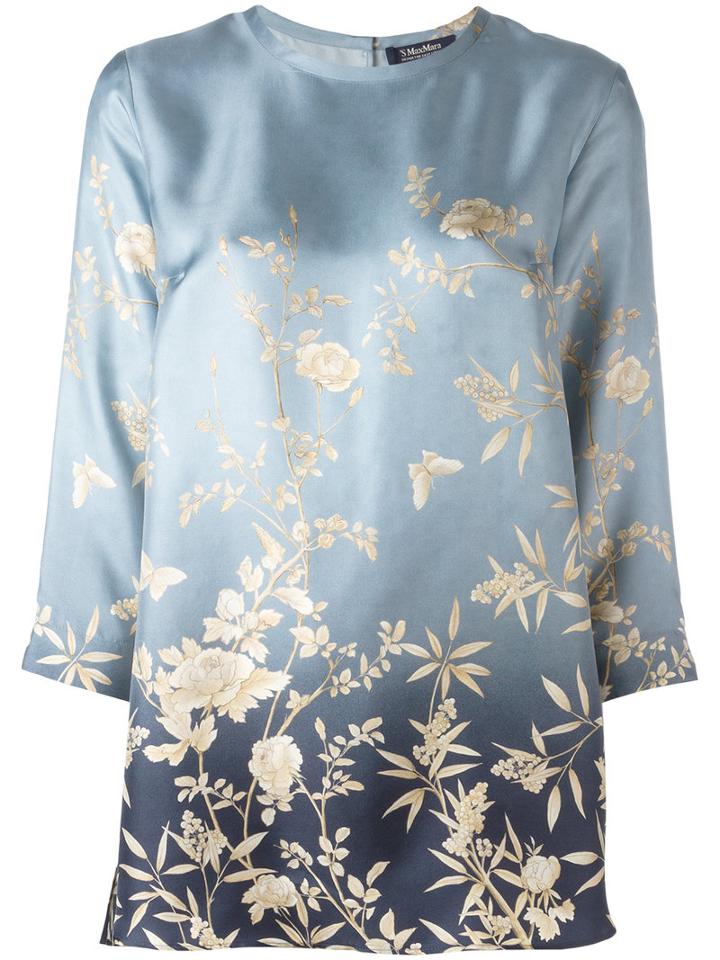 's Max Mara Floral Print Shirt, Women's, Size: 46, Blue, Silk