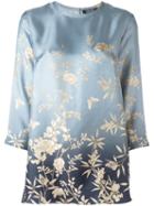 's Max Mara Floral Print Shirt, Women's, Size: 46, Blue, Silk