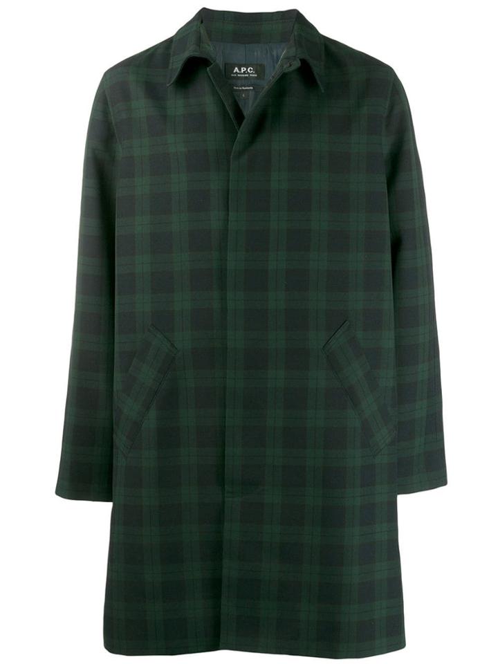 A.p.c. New England Checked Raincoat - Blue