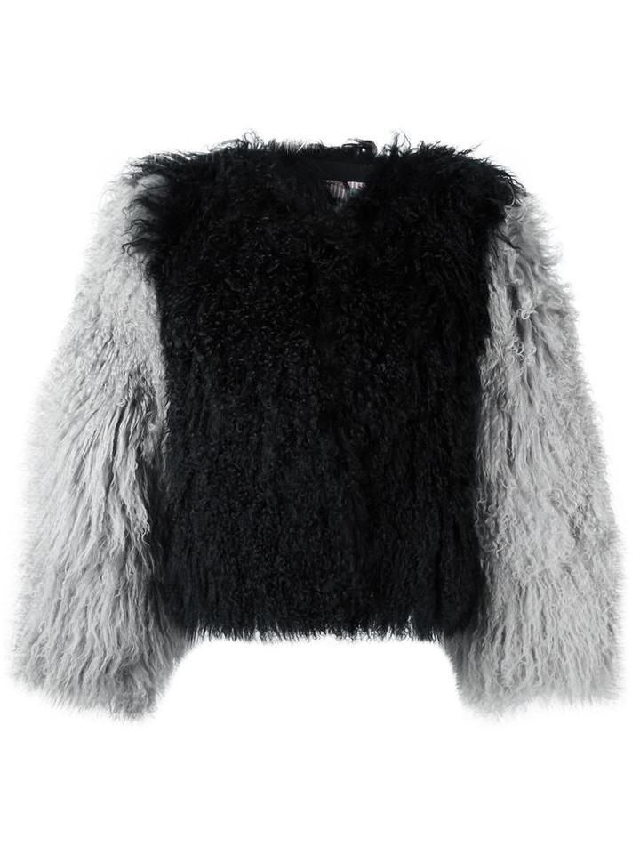 Charlotte Simone 'classic Fuzz' Jacket, Women's, Size: S/m, Black, Silk/cotton/lamb Fur