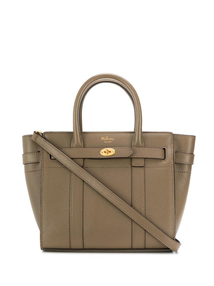 Mulberry Mini Zipped Bayswater Tote - Brown