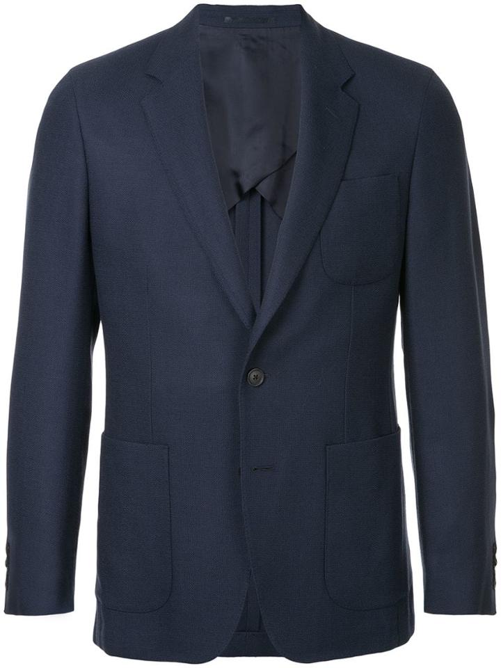 Gieves & Hawkes Notched Lapel Blazer Jacket - Blue
