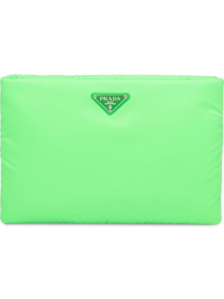 Prada Large Padded Clutch - Green