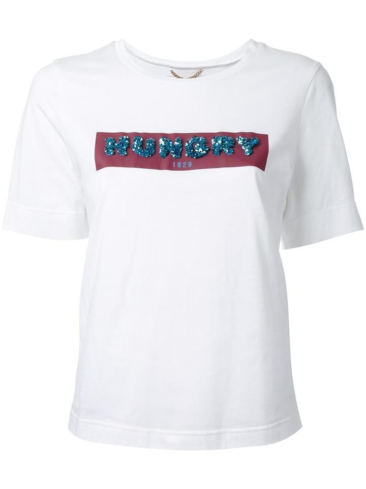 Muveil Hungry Sequin T-shirt, Women's, Size: 40, White, Cotton