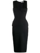 Christian Dior Pre-owned 1990's V-neck Fitted Waist Midi Dress - Black