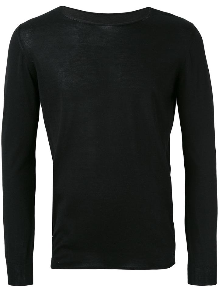 Roberto Collina - Boat Neck Longsleeved T-shirt - Men - Cotton - 50, Black, Cotton