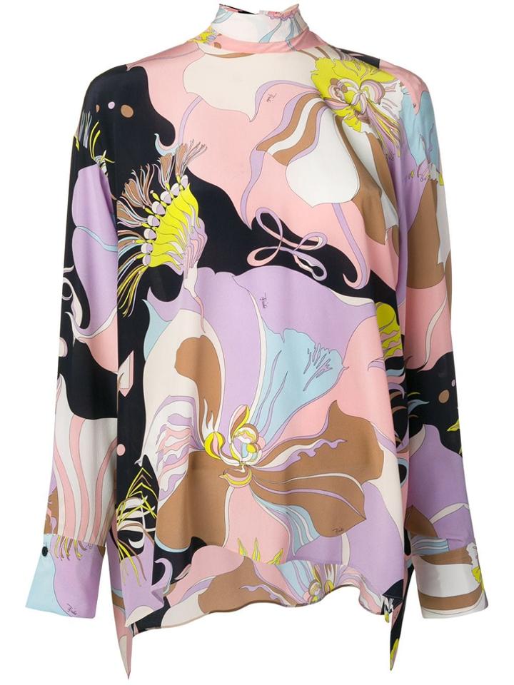 Emilio Pucci Neck Tie Blouse - Blue