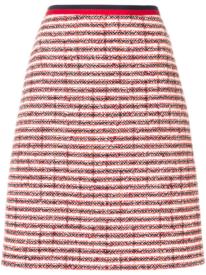 Gucci Striped Tweed Skirt - Red