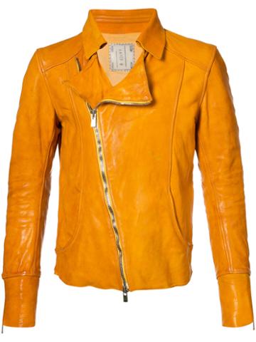Guidi - Slim-fit Biker Jacket - Men - Cotton/horse Leather - 48, Yellow/orange, Cotton/horse Leather