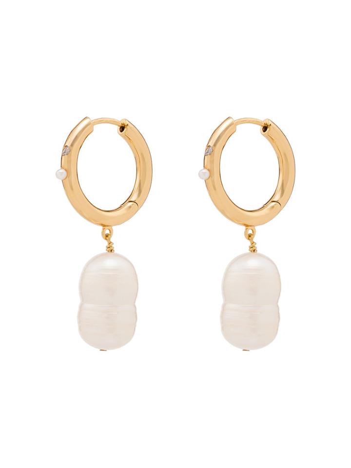 Anni Lu White Pearl Drop Hoop Earrings