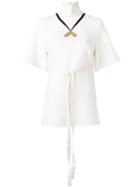 Ellery High Neck Straps T-shirt, Women's, Size: 8, White, Acetate/polyester