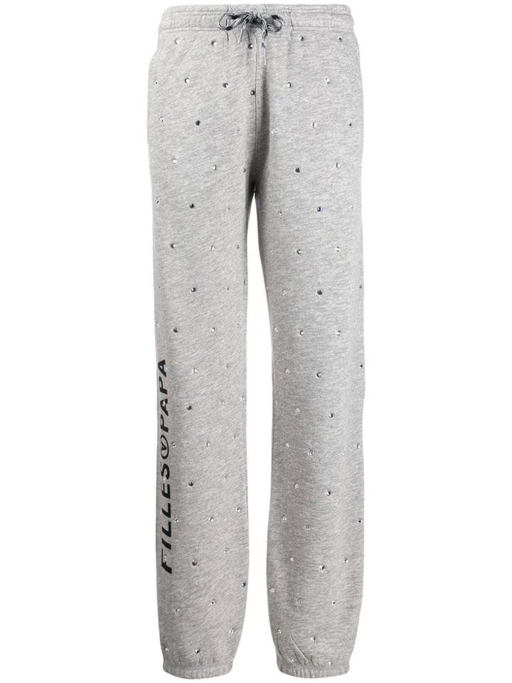 Filles A Papa Crystal-embellished Sweatpants - Grey