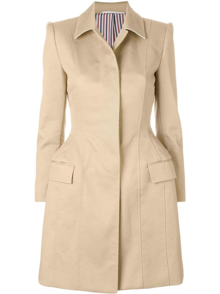 Thom Browne Mackintosh Bal Collar Tuck Hip Coat - Nude & Neutrals