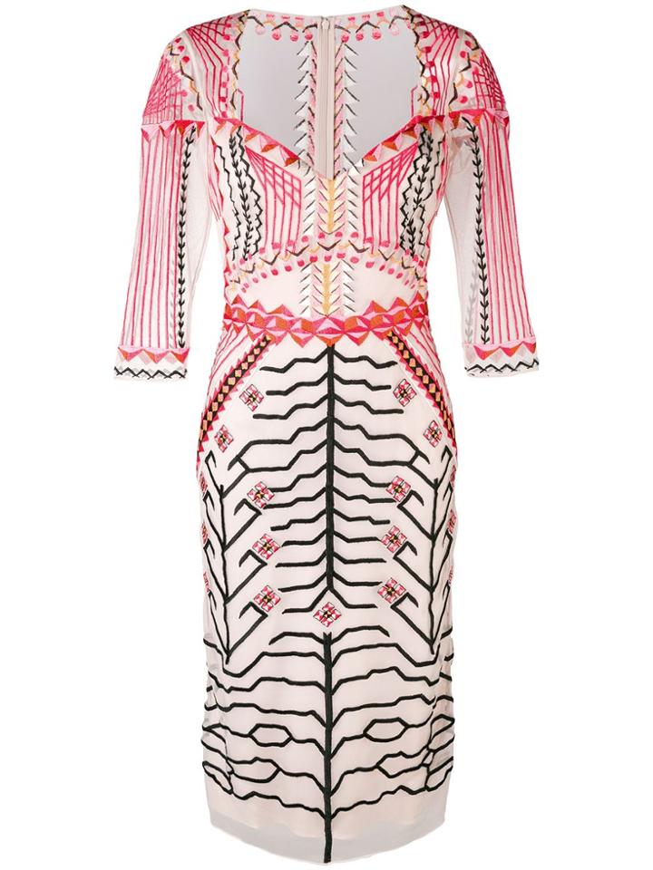 Temperley London Embroidered Fitted Dress - Pink & Purple