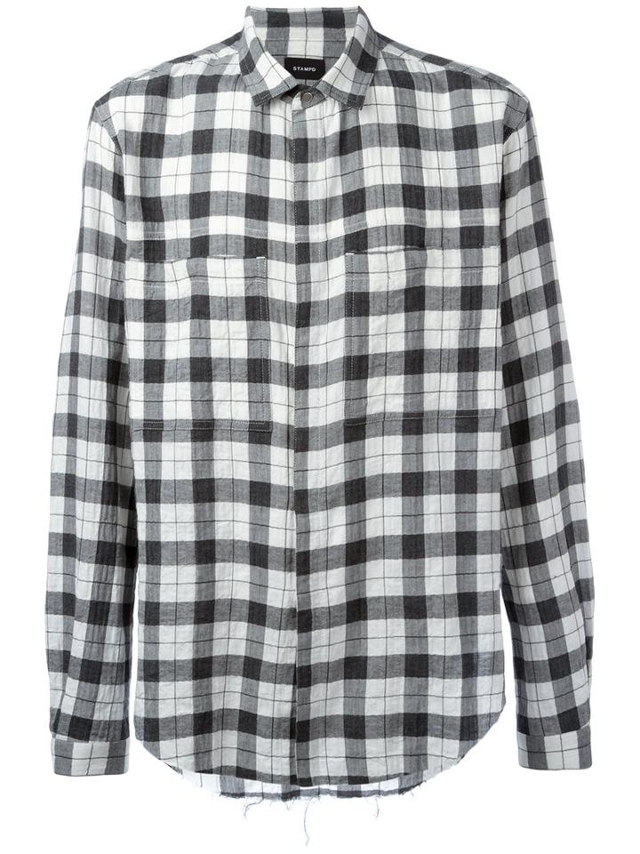 Stampd - Checked Shirt - Men - Cotton - L, Grey, Cotton
