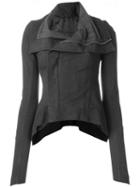 Rick Owens High Low Biker Jacket, Women's, Size: 42, Green, Silk/cotton/leather/virgin Wool