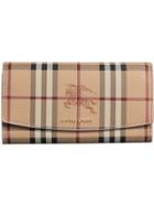 Burberry Haymarket Check And Leather Slim Continental Wallet - Brown