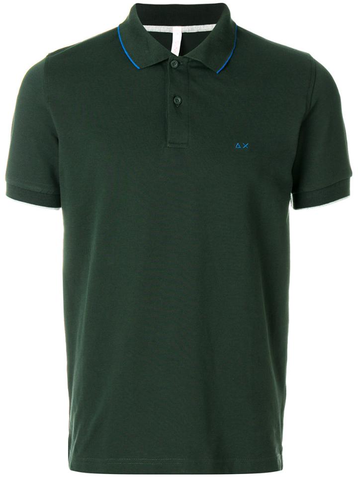 Sun 68 Stripe Collar Polo Shirt - Green