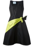 Prada Bow Detail Flared Dress, Women's, Size: 42, Black, Silk/viscose
