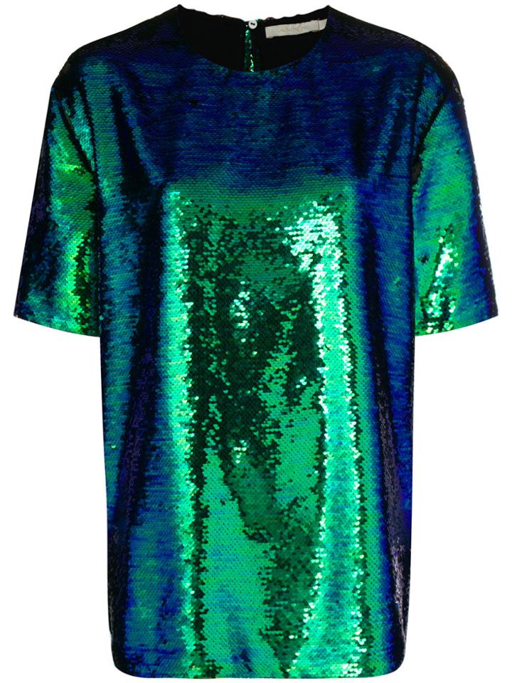 Amen Short Sleeve Sequin Top - Green