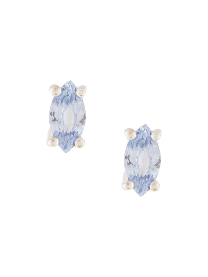Natalie Marie Tiny Marquise Pale Blue Sapphire Studs - Silver