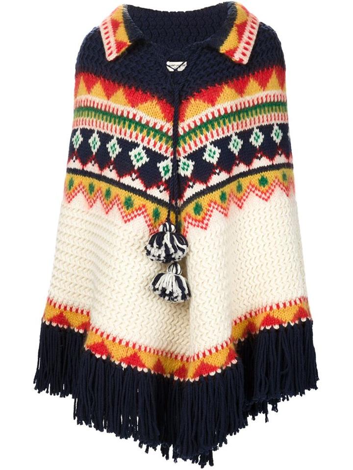 Saint Laurent Fair Isle Knit Poncho