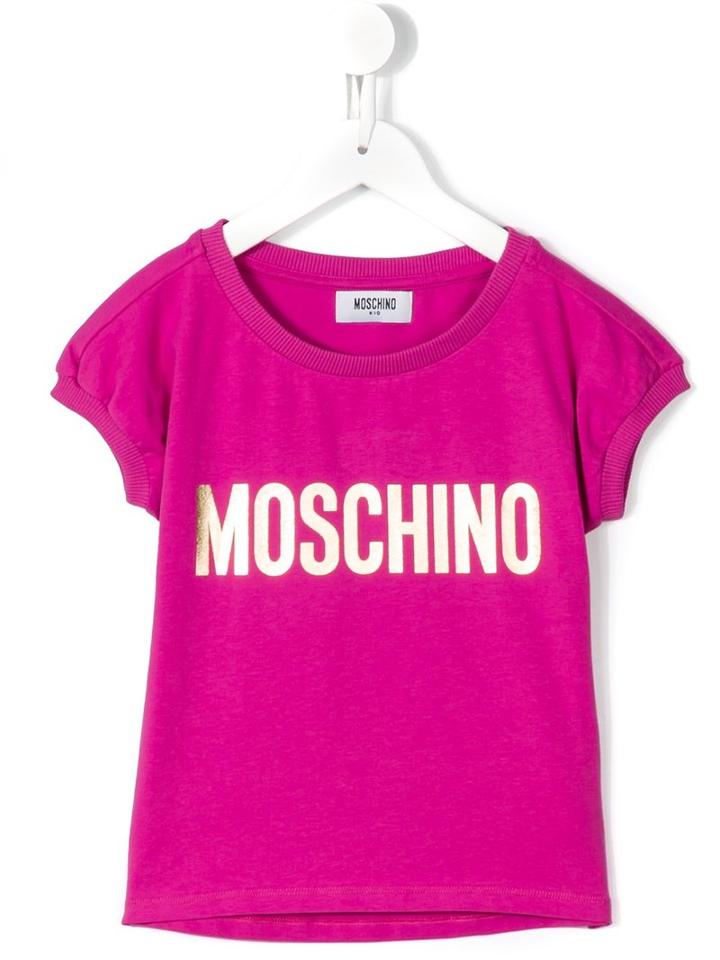 Moschino Kids Logo Print T-shirt, Girl's, Size: 10 Yrs, Pink/purple