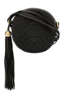 Chanel Pre-owned Quilted Round Fringe Crossbody Bag - Black