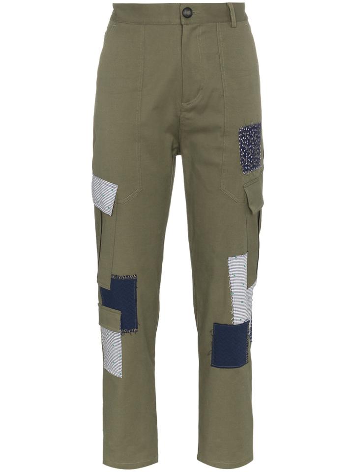 78 Stitches Cotton Combat Trousers With Patches - Green
