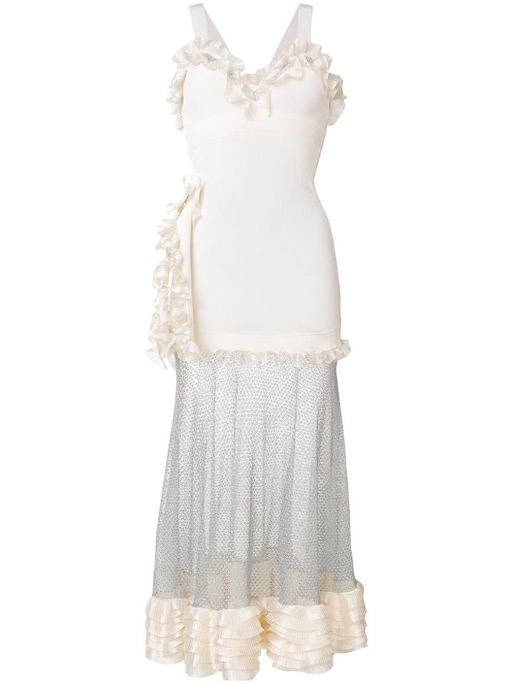 Alexander Mcqueen Ruffle Detail Fitted Party Dress - Nude & Neutrals
