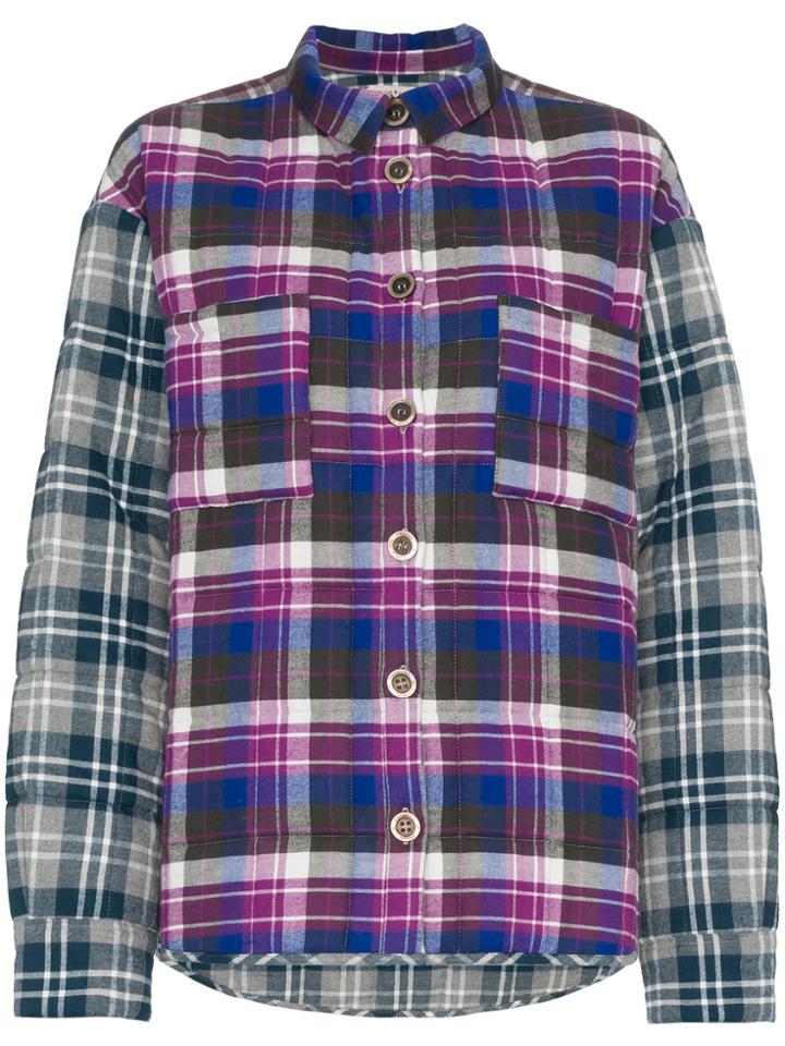 Natasha Zinko Check Print Button Down Long Sleeve Cotton Shirt -