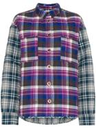 Natasha Zinko Check Print Button Down Long Sleeve Cotton Shirt -