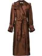 Nina Ricci Creased Trench Coat, Women's, Size: 38, Brown, Wool/viscose/polyester/silk