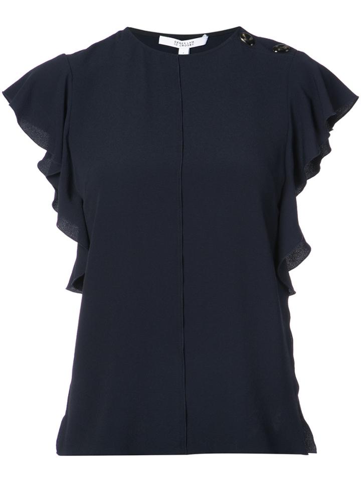 Derek Lam 10 Crosby Ruffle Crewneck Top - Blue